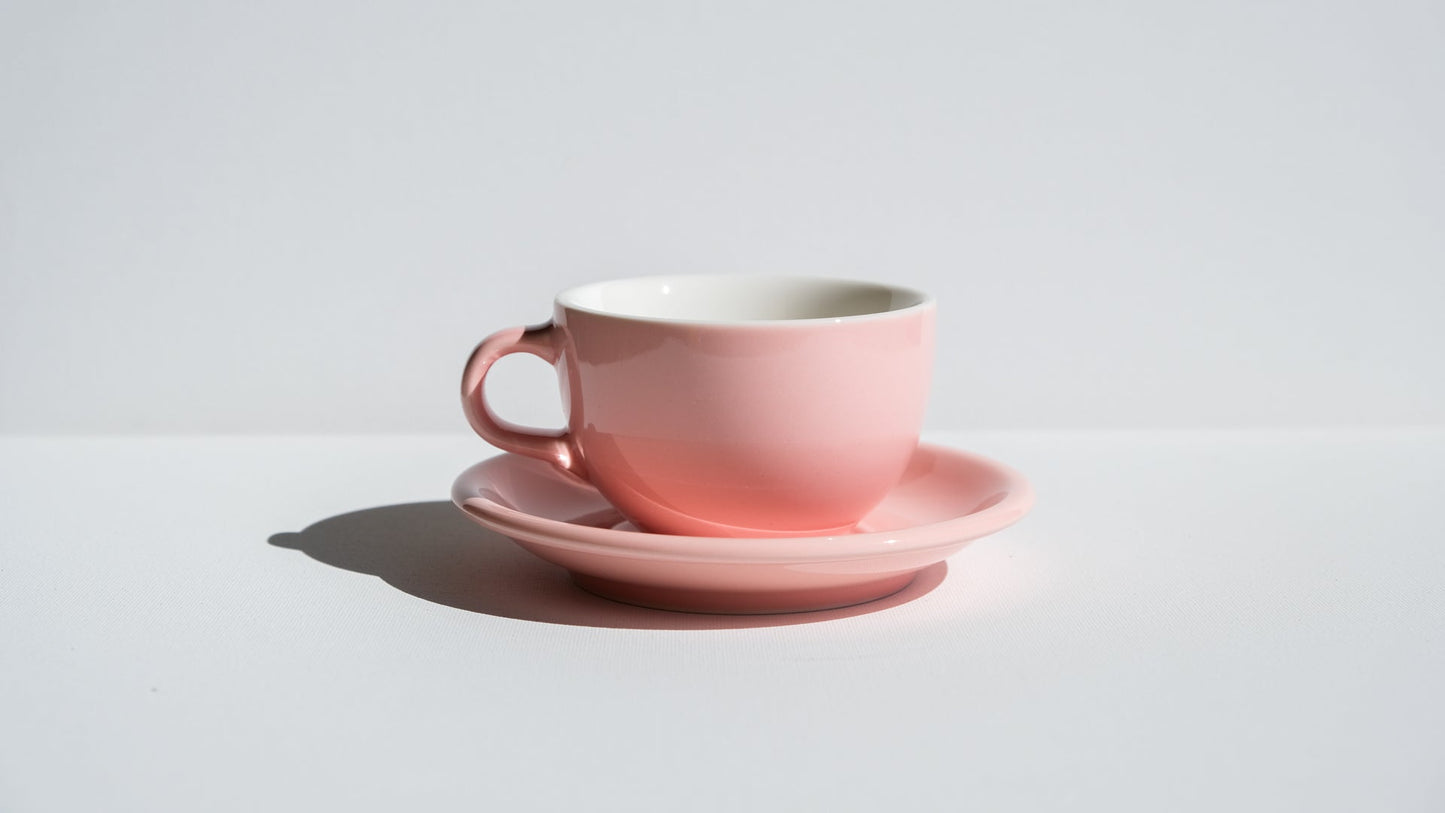 Slow Pour Supply ORIGAMI Flat White Cup and Saucer Set - Various Colors (6 oz)