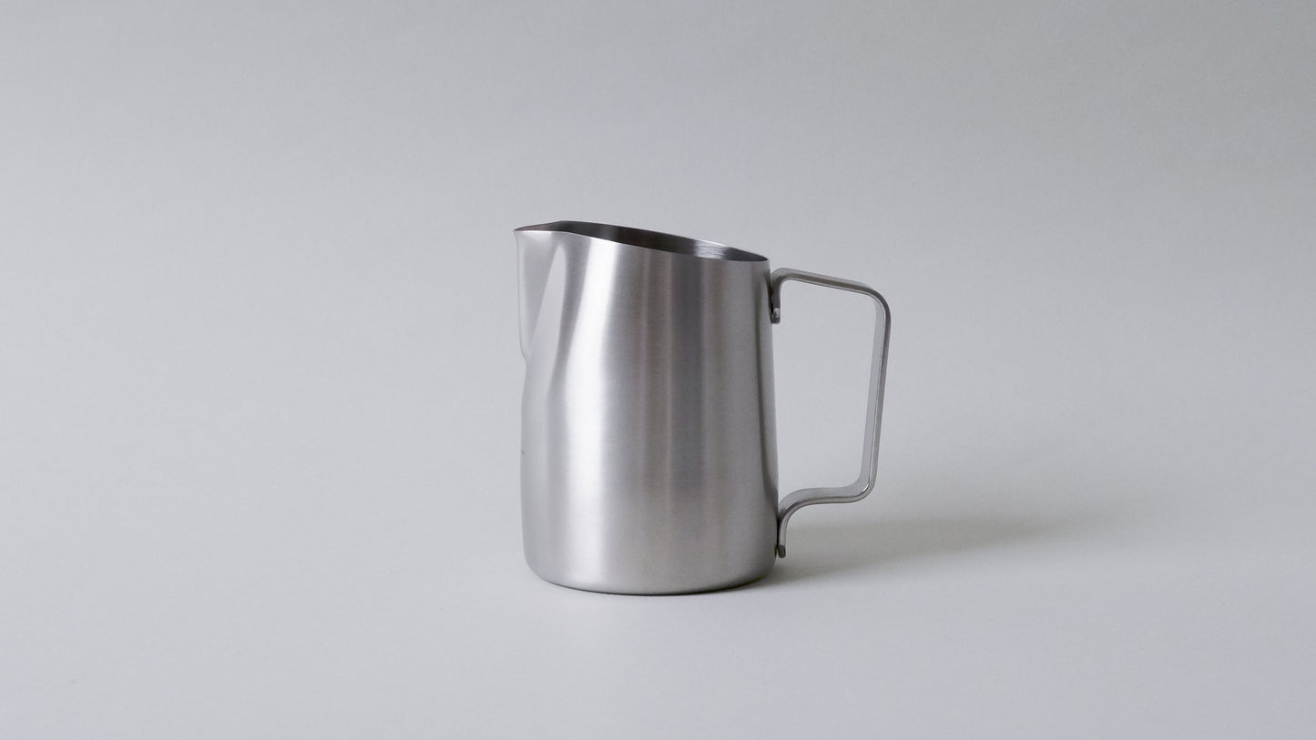 Slow Pour Supply Brushed Silver Pitcher with Round Spout (15 oz) – Morgan  Drinks Coffee