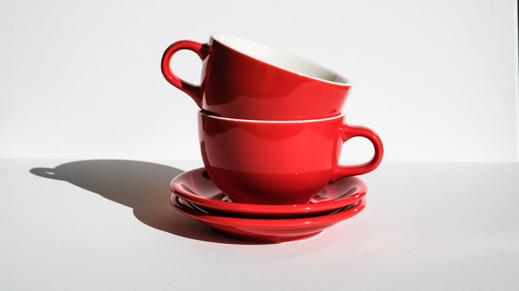 Slow Pour Supply ORIGAMI Latte Cups and Saucers (8 oz)